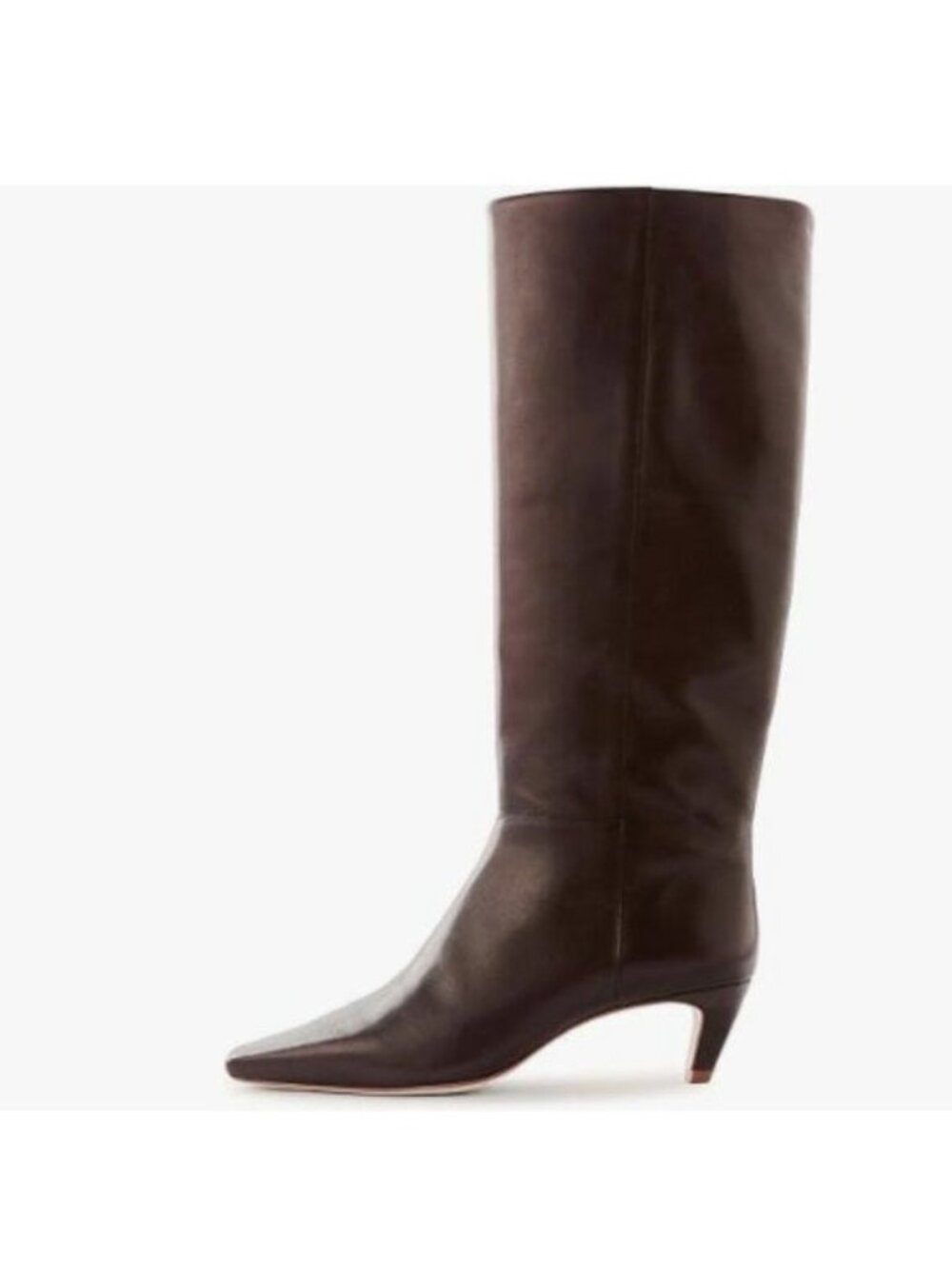miss left Women Stretchy Knee High Boots Square Toe Low Kitten Heels Brown Boots